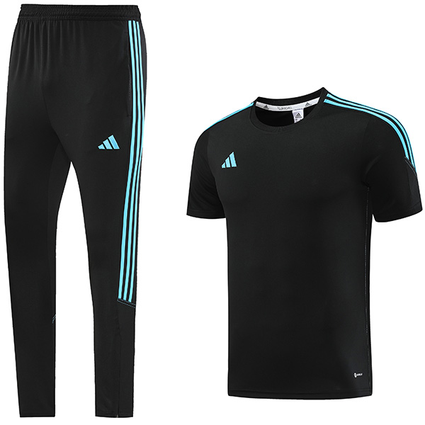 Adas casual training kit sportswear uniform men's black soccer suit football short sleeve sports top shirt 2023-2024
